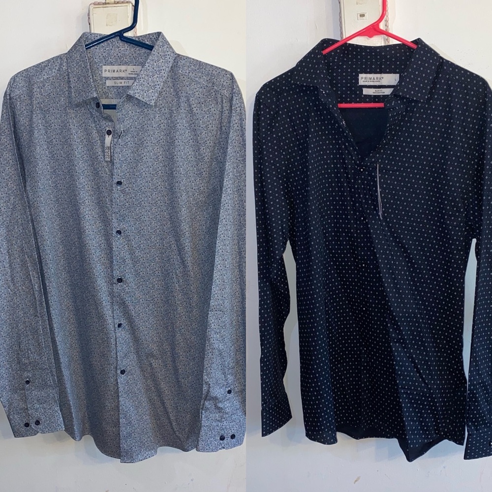 Primark Blue and Black Dress Shirts NWT